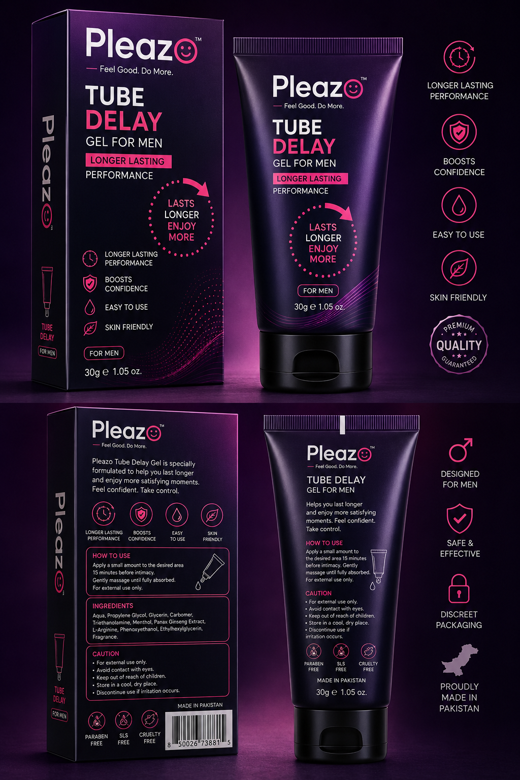 Pleazo Tube Delay Gel for Men – Premium Intimate Gel | 30g